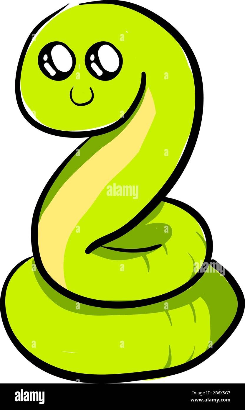 Green snake, illustration, vector on white background. Stock Vector