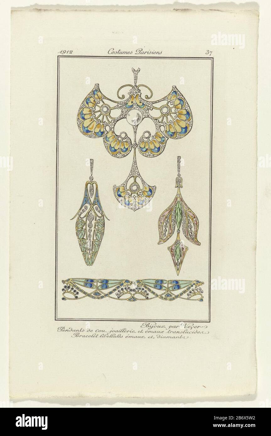 Journal des Dames et des Modes, 1912, Costumes Parisiens, no 37 Bijoux par  Vever () Journal des Dames et des Modes, 1912 Costumes Parisiens, no. 37:  Bijoux par Vever (...) Property Type: