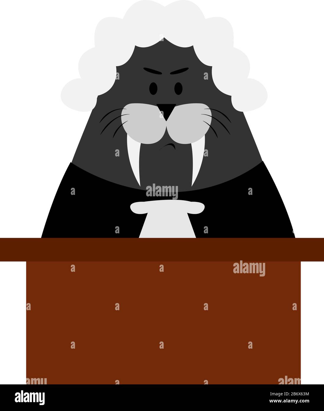 Judge walrus, illustration, vector on white background. Stock Vector