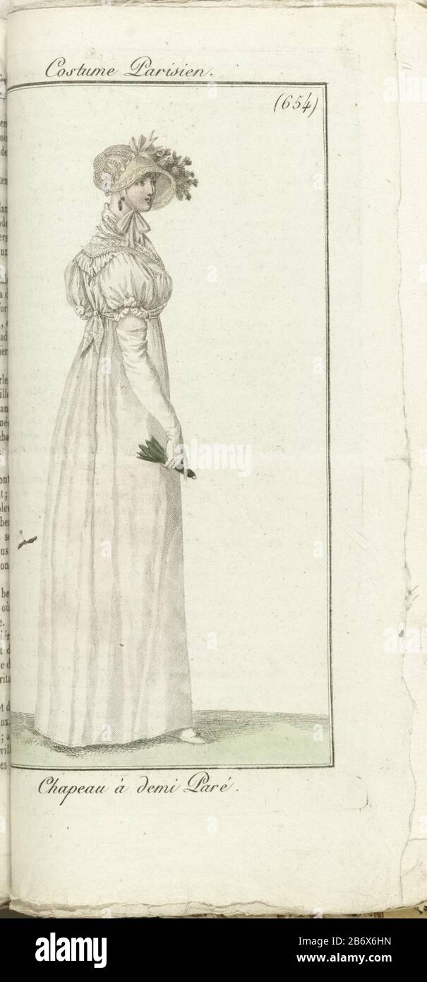 Female Right In White Dress With Short Puffed Sleeves And Scarf Long White Gloves Earrings In Using A Small Fan Straw Decorated With Bloemen Manufacturer Print Maker Horace Verne Spout Donor