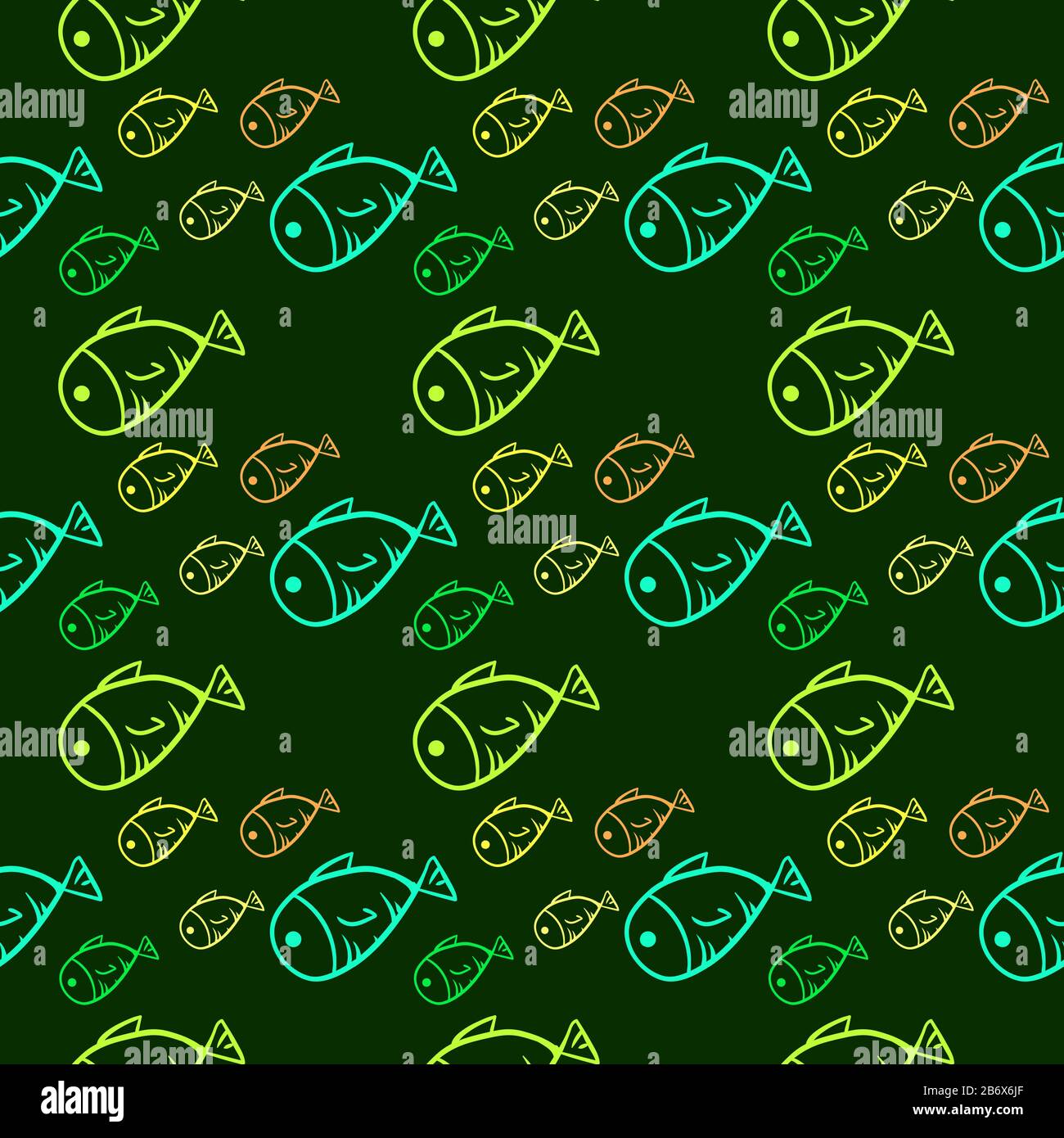 Fishes wallpaper, illustration, vector on white background. Stock Vector