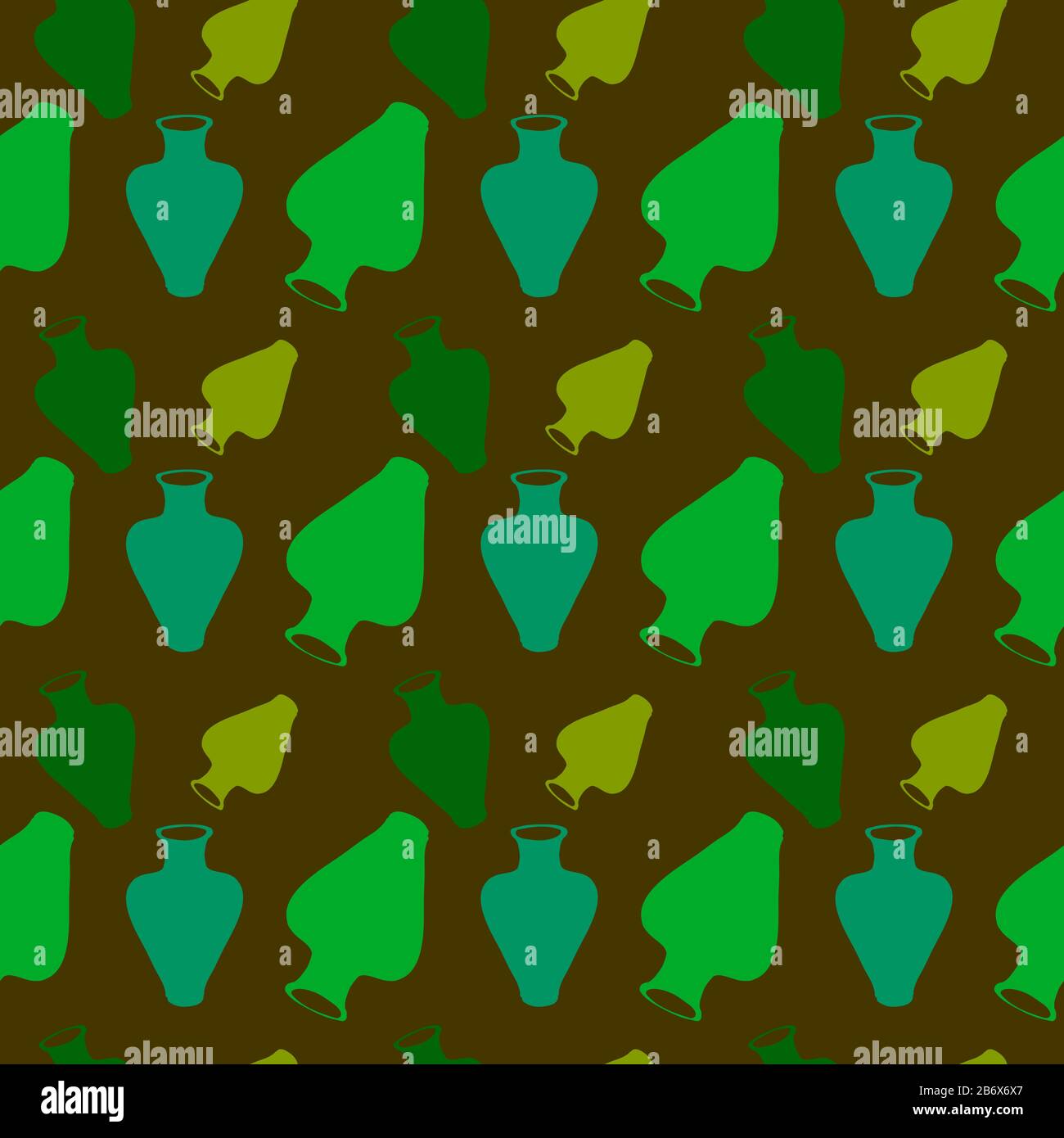 Green vase wallpaper, illustration, vector on white background Stock