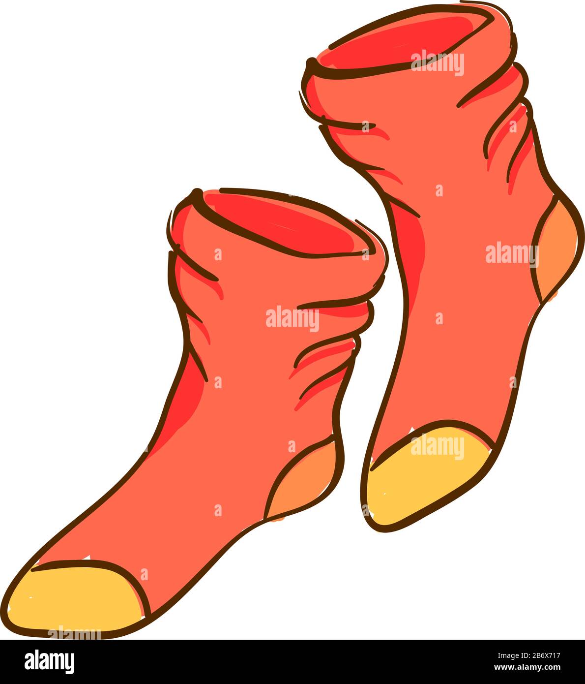 Orange socks, illustration, vector on white background. Stock Vector