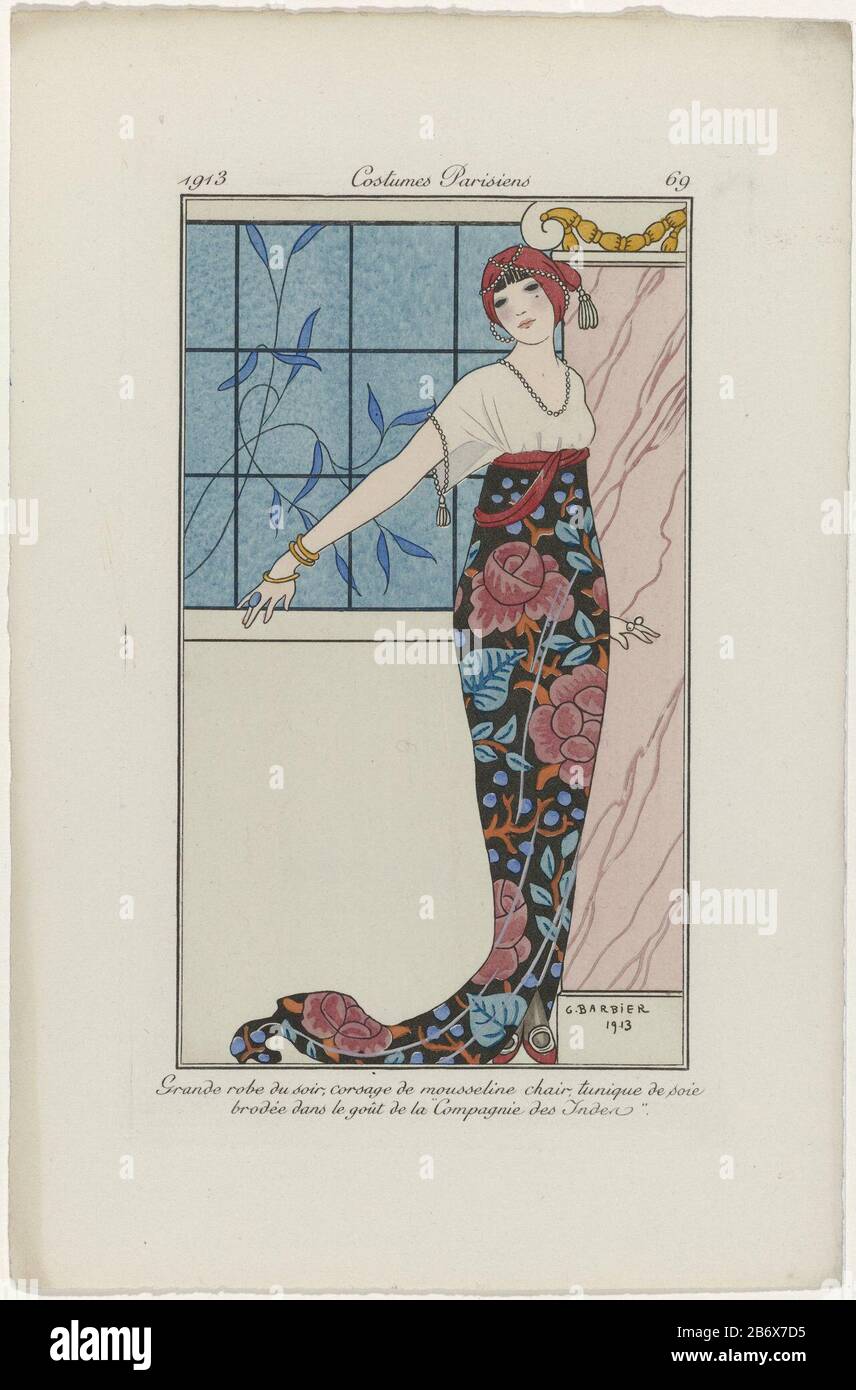 Journal Des Dames Et Des Modes Costumes Parisiens 1913 No 69 Grande Robe Du Soir