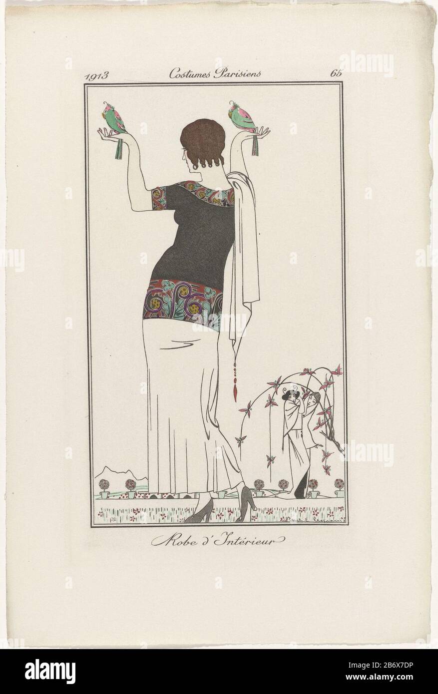 Woman seen from behind in a robe d int rieur. She has both her