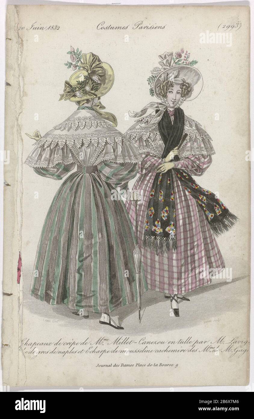 Hats crepe Millet. "Canezou 'tulle, by M Lavig (...). Japon of" the  majority naples' and a scarf' muslin cashmere "from the stores of M Gage  (...). Further accessories: fan, gloves, flat shoes
