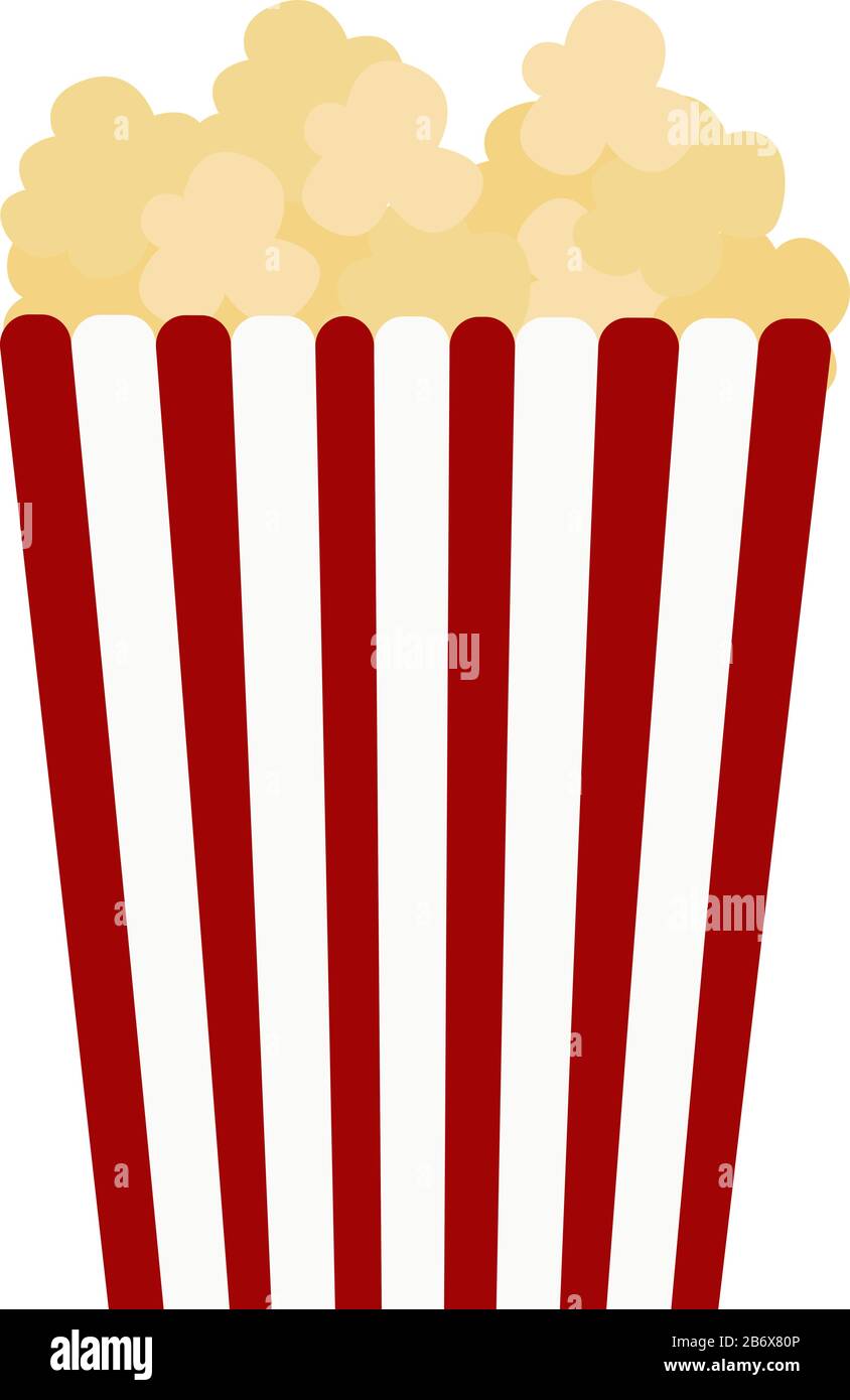 Pop corn, illustration, vector on white background. Stock Vector