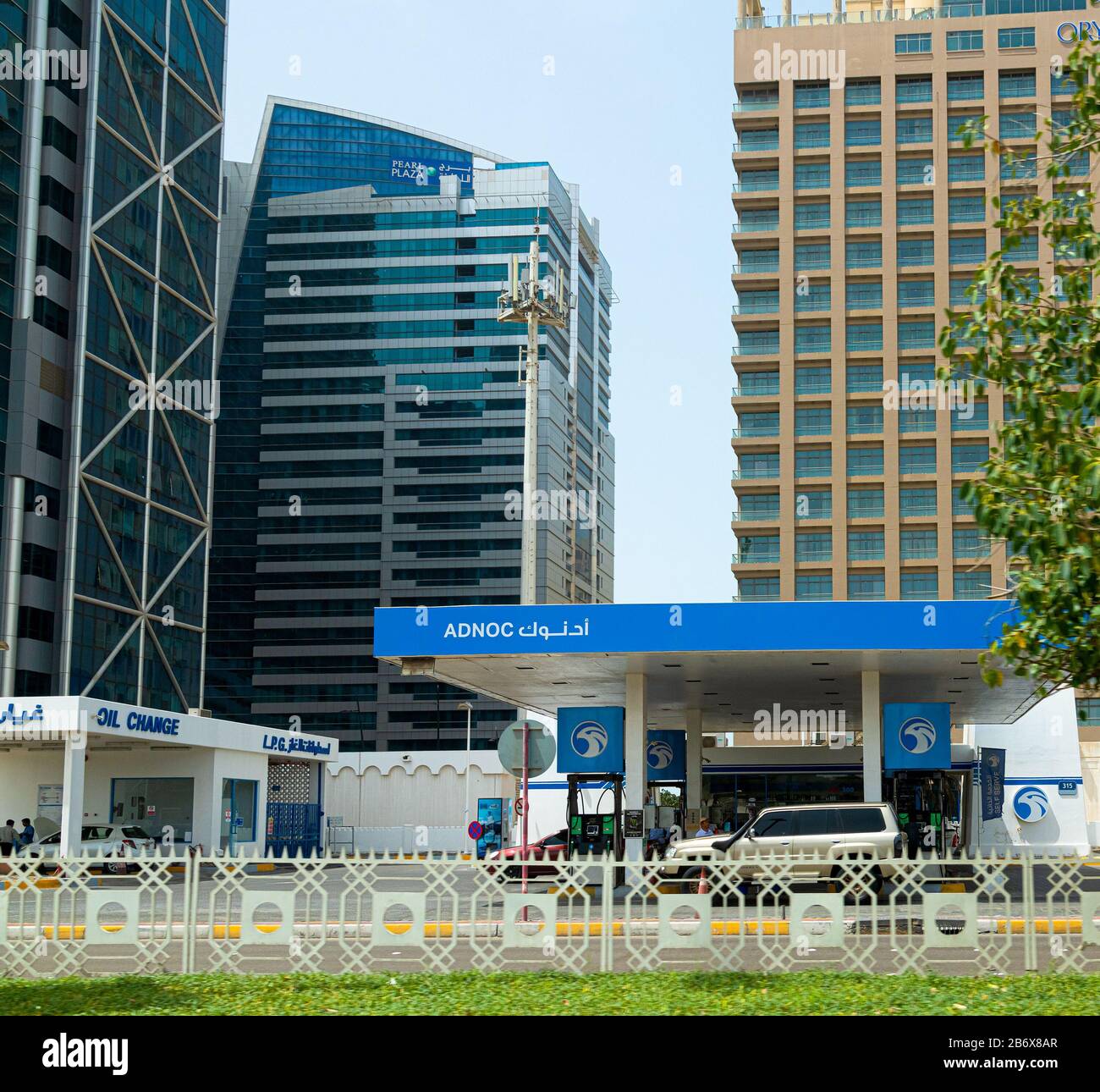 Abu Dhabi, UAE March 31. 2019. Adnos gas station with oil change