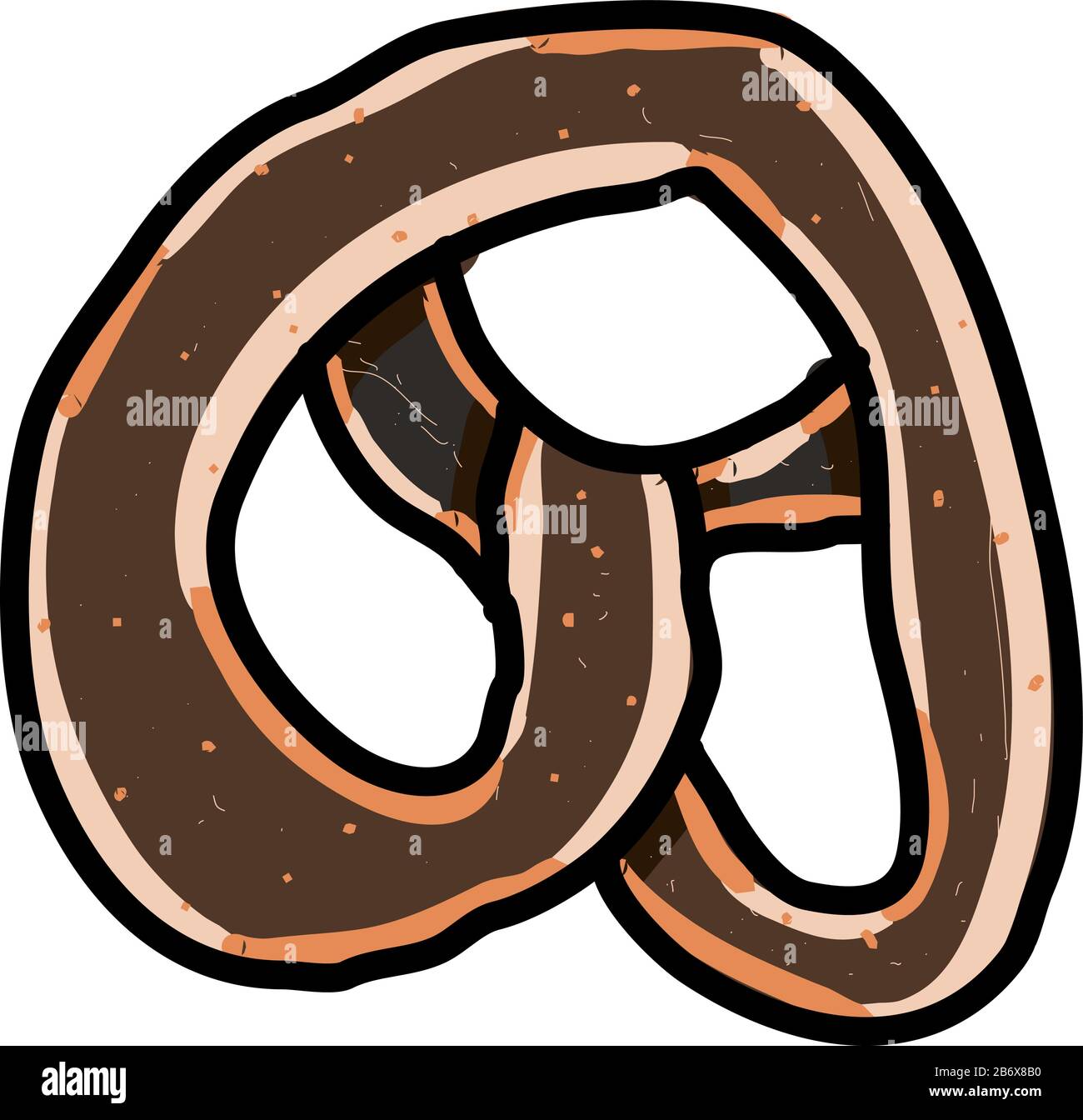 Pretzel drawing, illustration, vector on white background Stock Vector