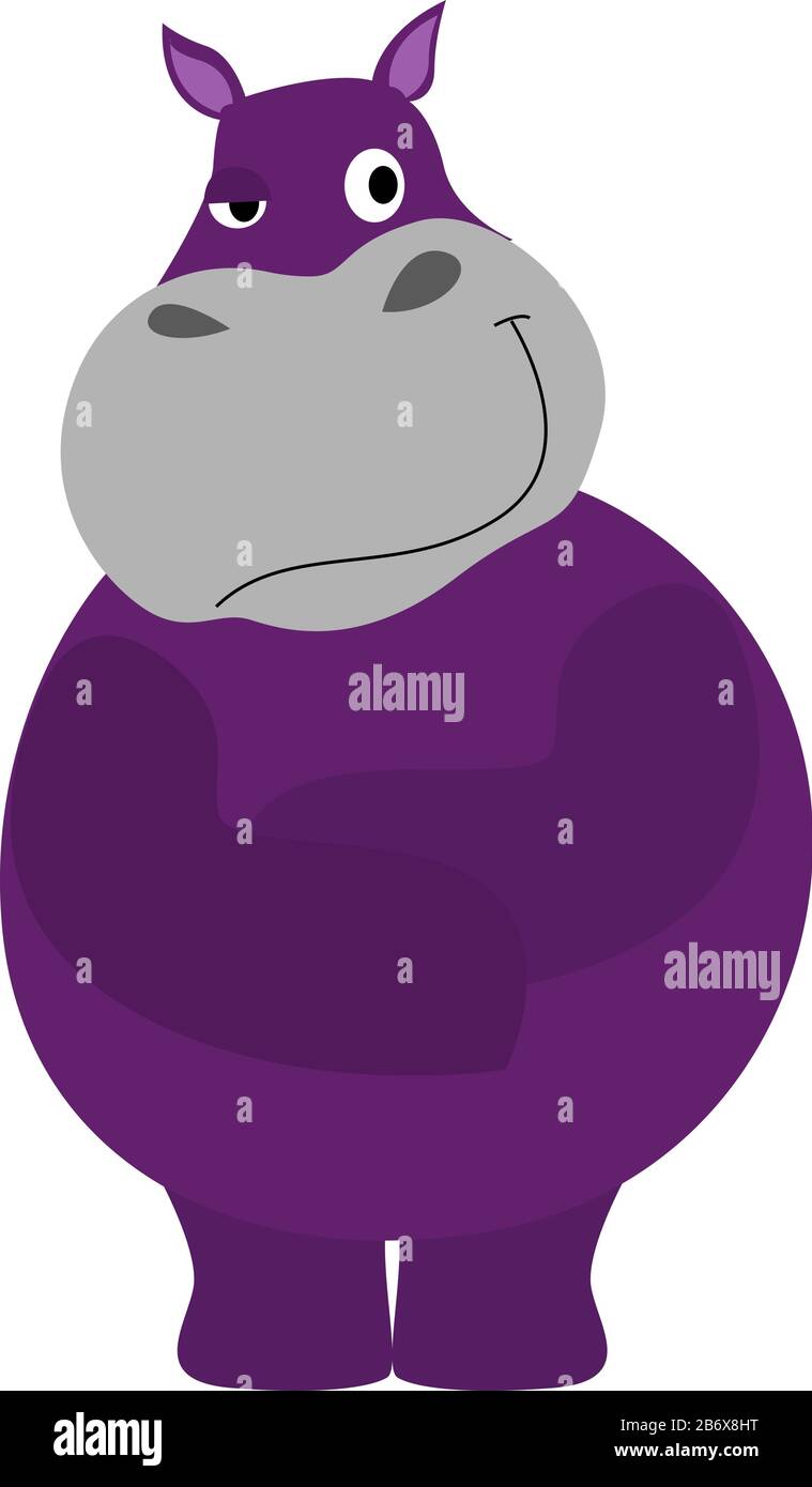 Purple hippo, illustration, vector on white background Stock Vector