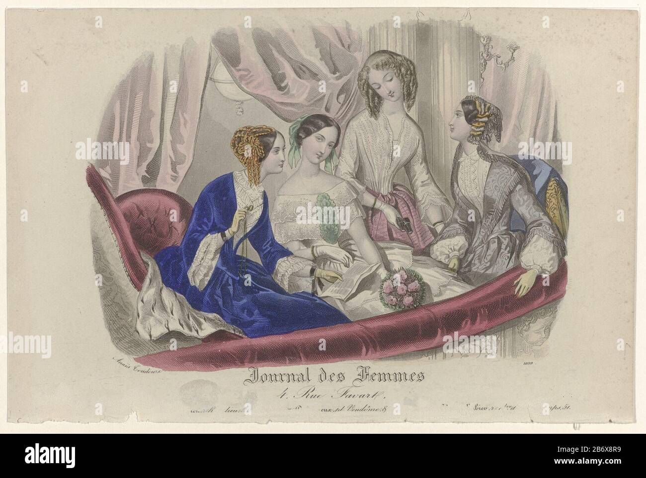 Journal des Femmes 1840 1851 Pl 1639 Four women in a theater box