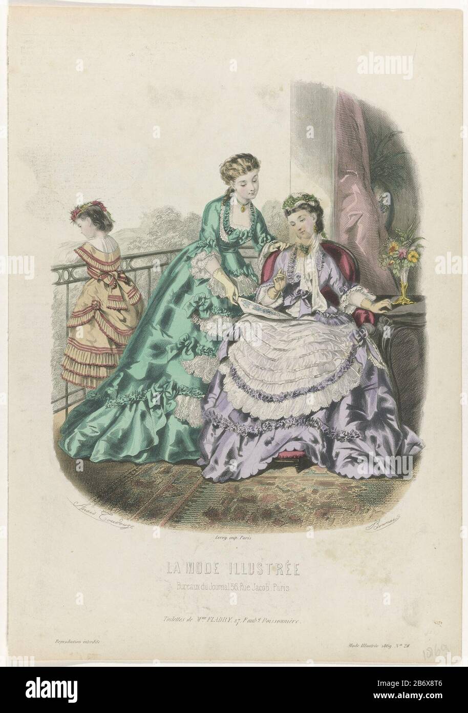 Antique Print 1859 PARIS Ladies Fashions for September