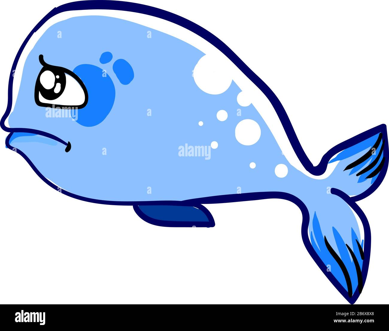 Blue fish, illustration, vector on white background Stock Vector Image ...