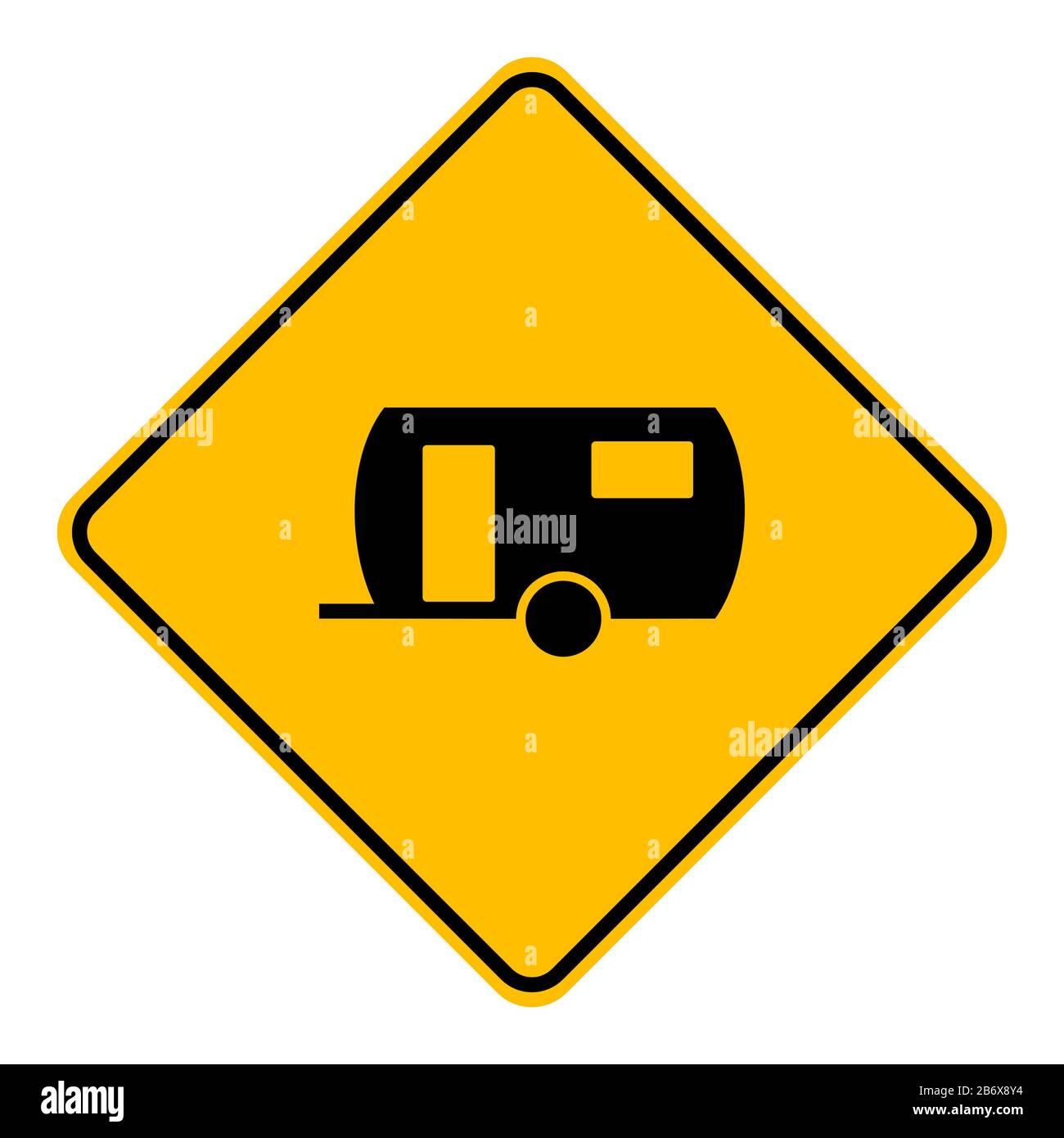 Trailer and road sign Stock Photo - Alamy