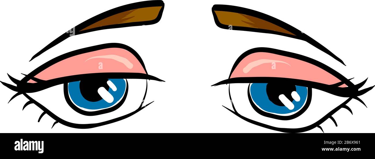 Sad blue eyes, illustration, vector on white background. Stock Vector