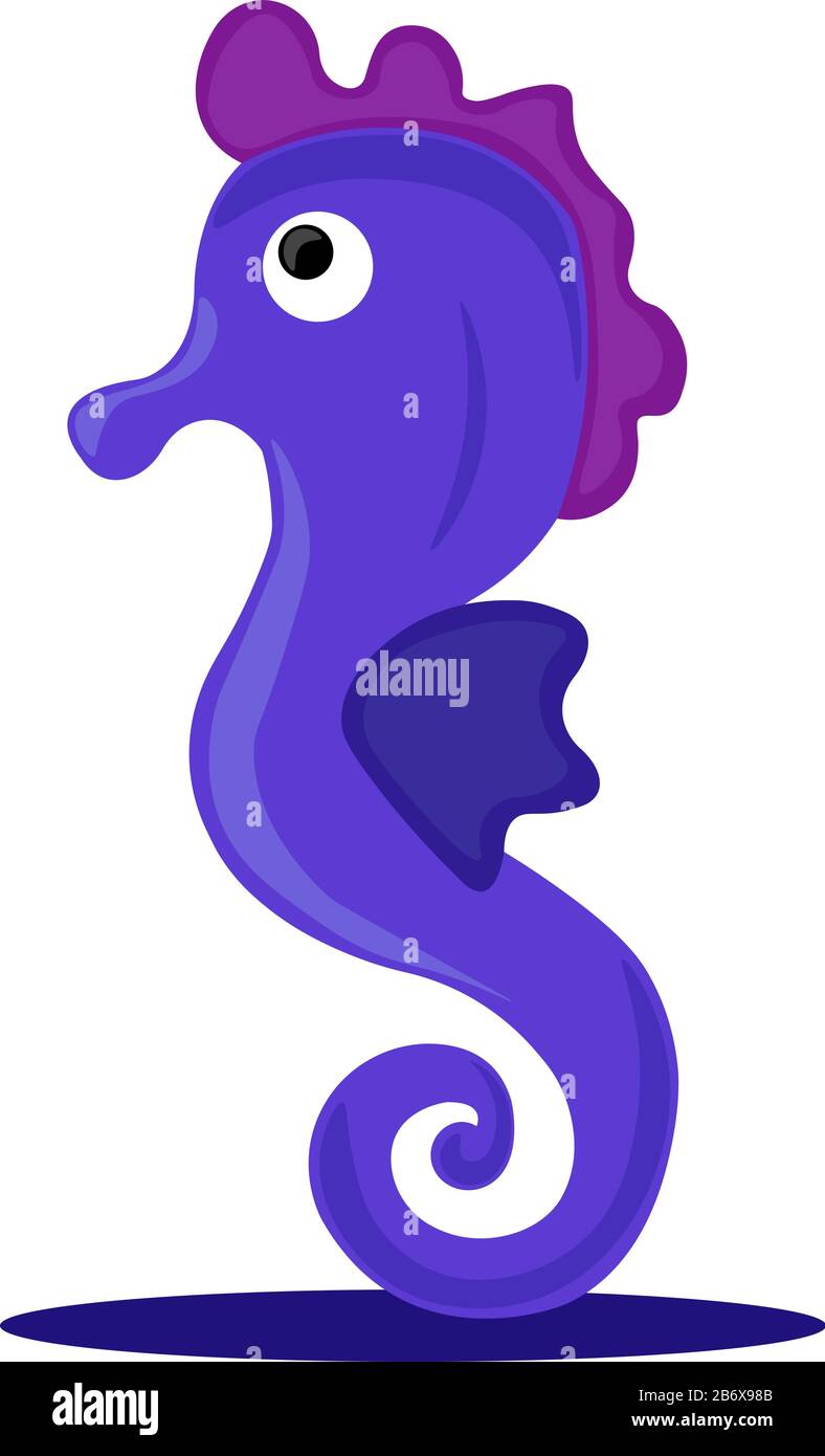 Purple seahorse, illustration, vector on white background. Stock Vector