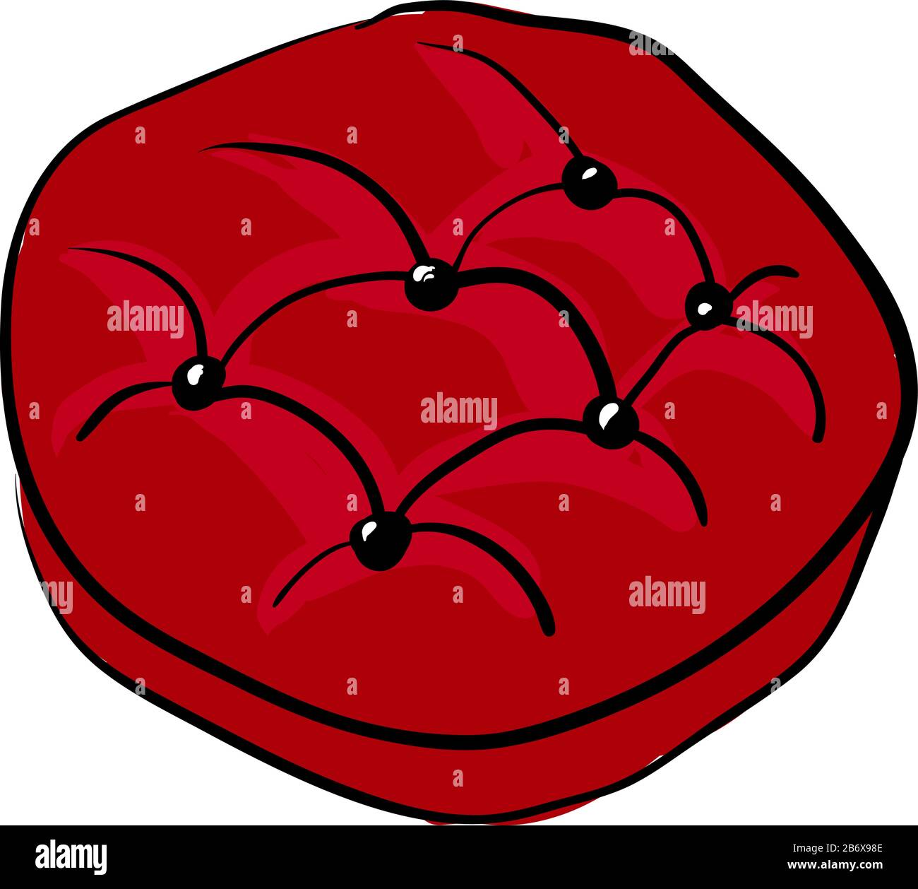 Red red pillow, illustration, vector on white background. Stock Vector