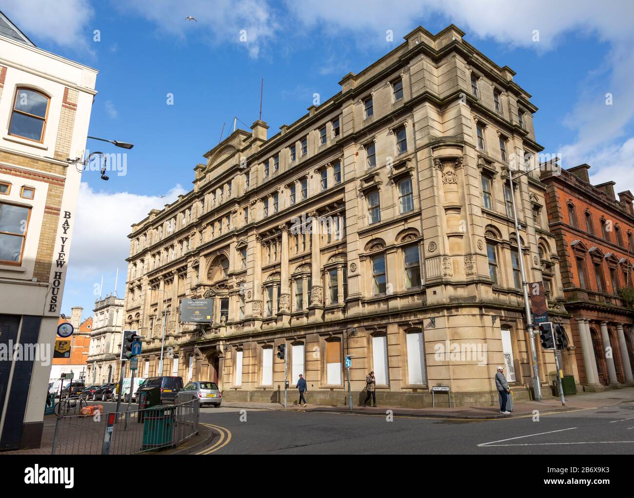 Large century buildings, Butetown, Cardiff Bay, South Wales, UK Merchant Place