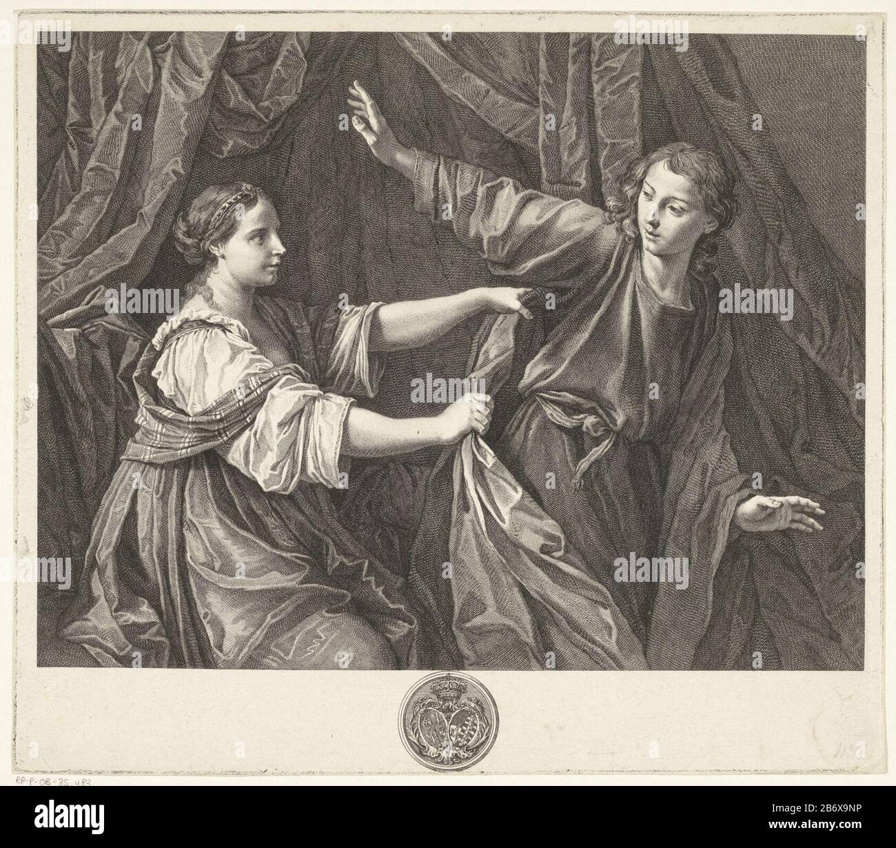 Jozef en de vrouw van Potifar Joseph walks away from Potiphar's wife