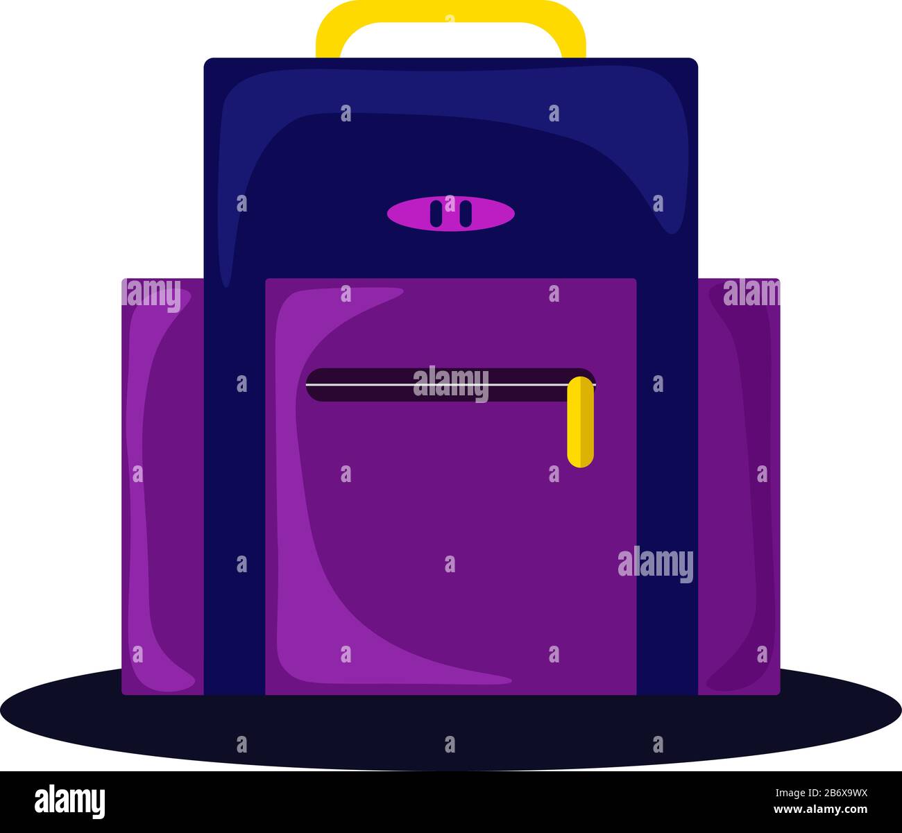 Purple school bag, illustration, vector on white background. Stock Vector