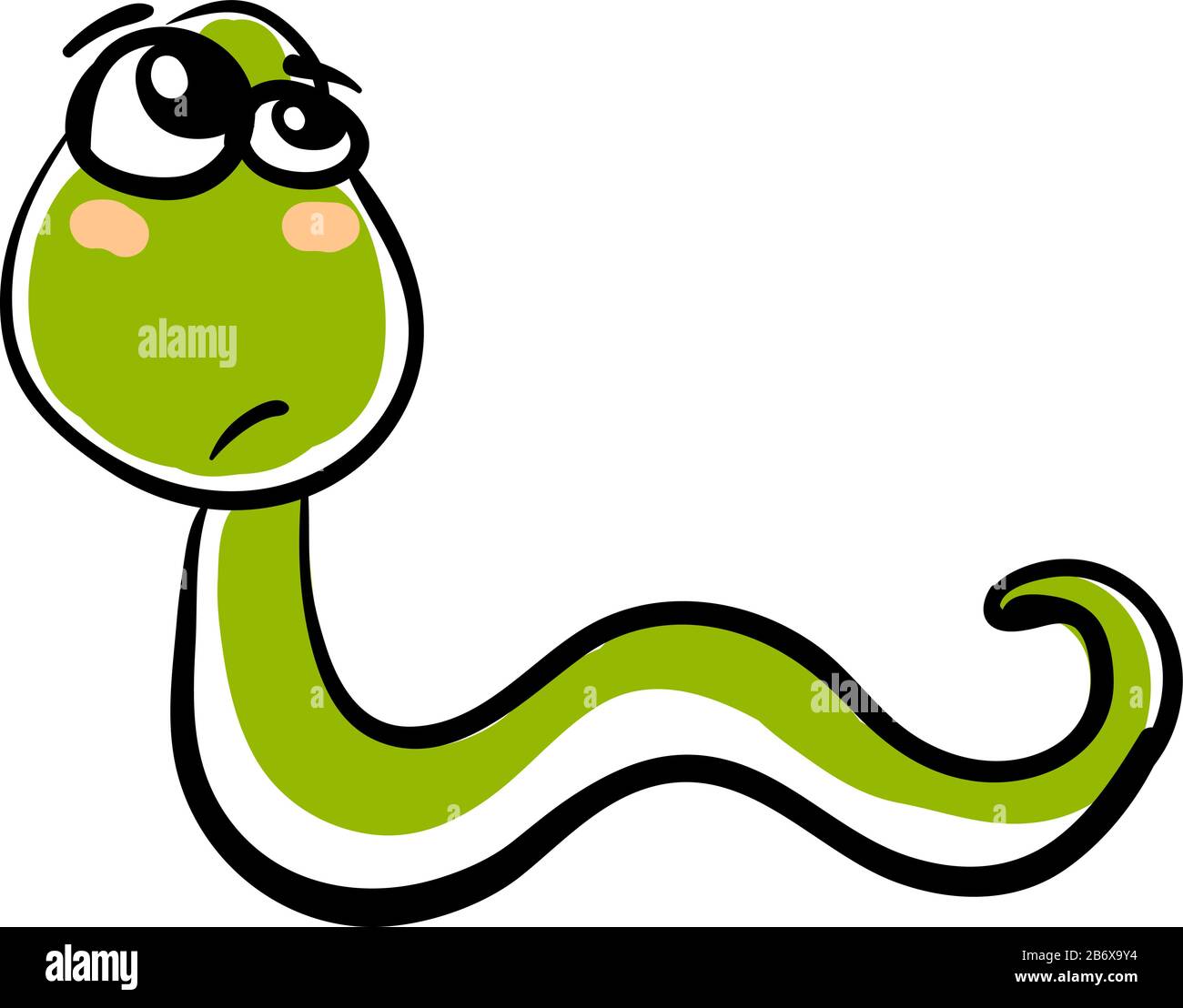 Green snake, illustration, vector on white background. Stock Vector