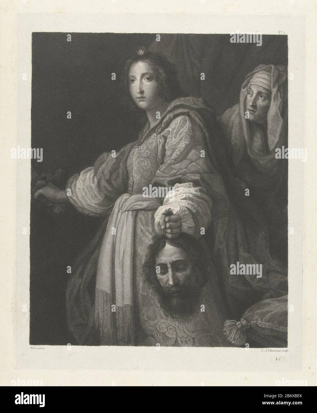 Judith met het hoofd van Holofernes Judith with the Head of Holofernes Object Type : print Serial number: 2 / Item number: RP-P-1888-A-12761Catalogusreferentie: Wurzbach 3Opmerking: 1 (2) based on the collection Rijksmuseum Amsterdam Inscriptions / Marks: collector's mark , verso, stamped: Lugt 2228blindstempel, recto, embossed: oval stamp numeral 25 in handwriting numbered by the artist, see Wurzbach. Manufacturer : printmaker: Lambertus Antonius Claessens (listed property) to painting: Cristofano Allori (listed property) Place Manufacture: Paris Dating: ca. 1808 - 1834 Physical characteristi Stock Photo