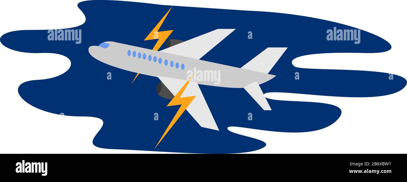 Flying plane, illustration, vector on white background. Stock Vector