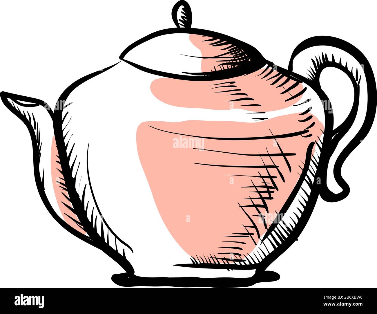 Pink tea pot, illustration, vector on white background Stock Vector