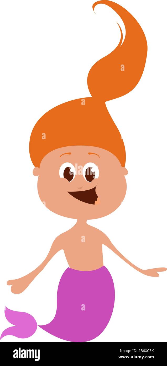 Baby mermaid, illustration, vector on white background Stock Vector