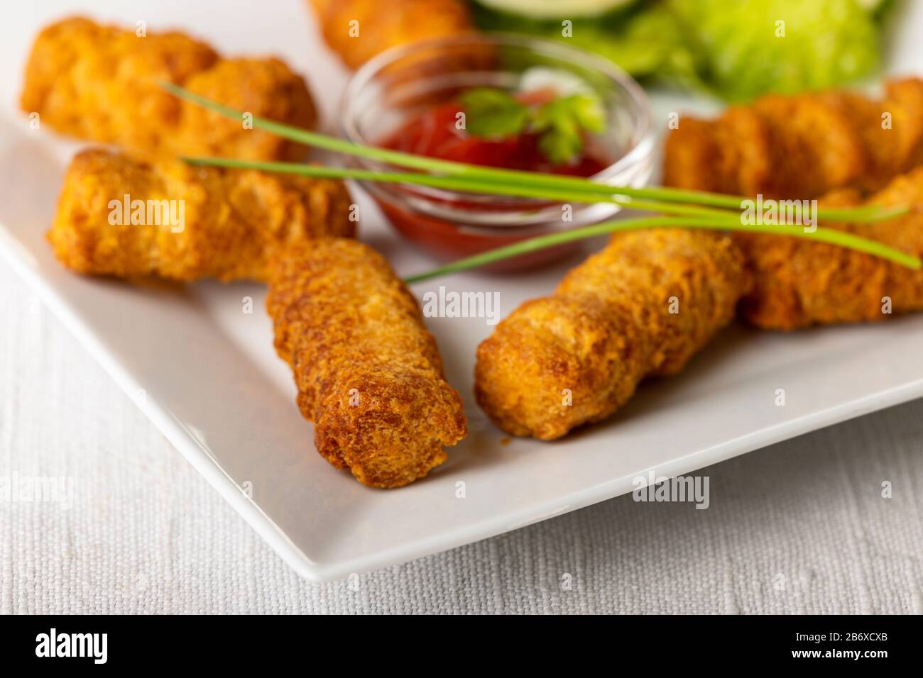 closeup of croquettes on a plate Stock Photo