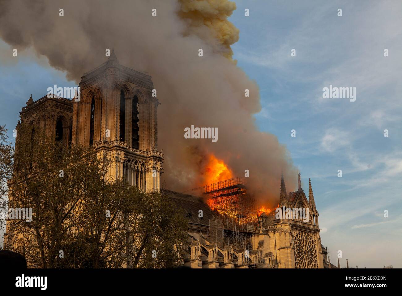 Norte-Dame Cathedral Fire Stock Photo