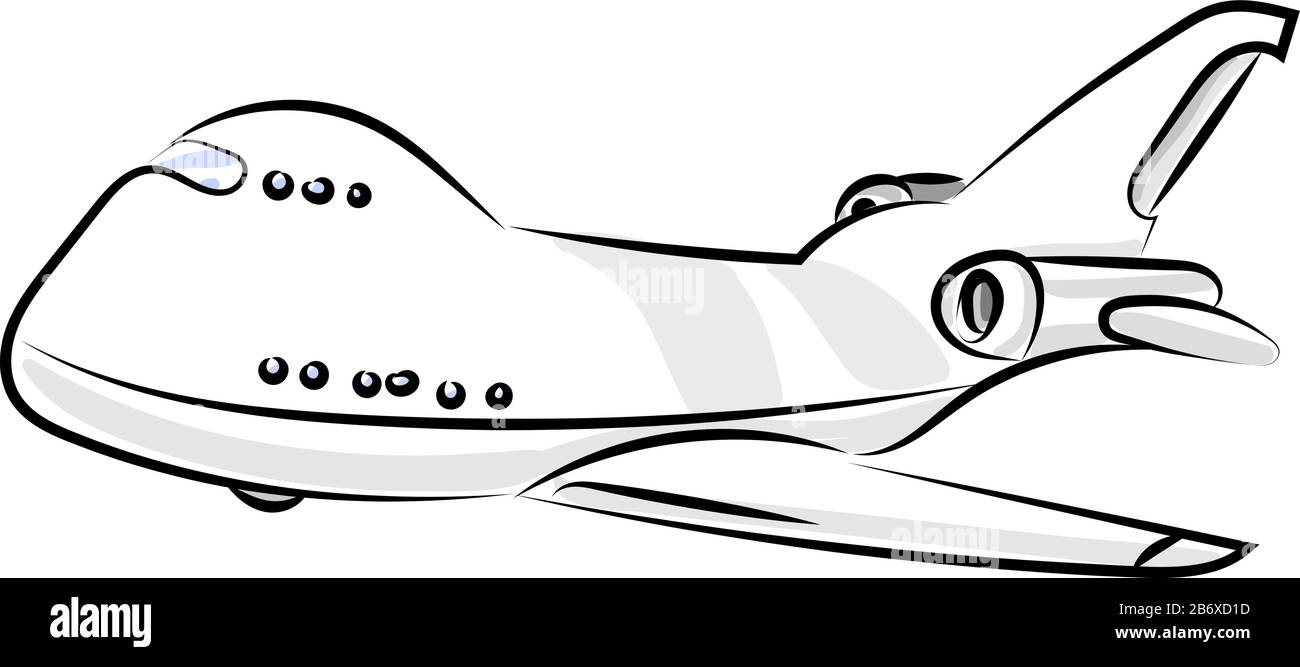 Big ariplane, illustration, vector on white background. Stock Vector