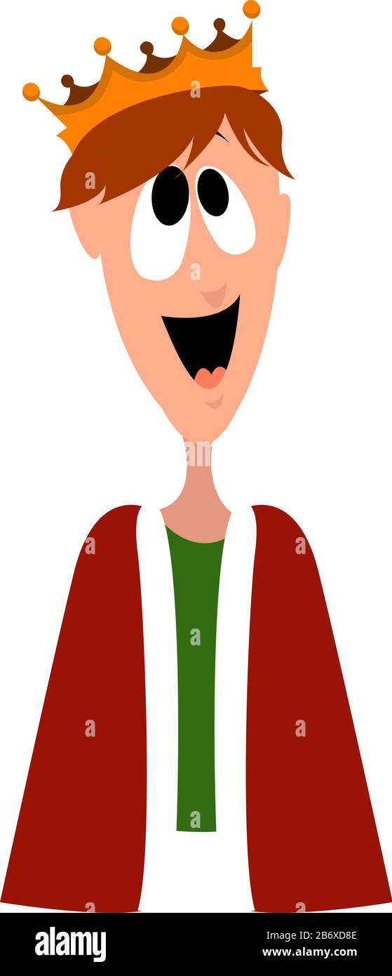 Young king, illustration, vector on white background Stock Vector Image