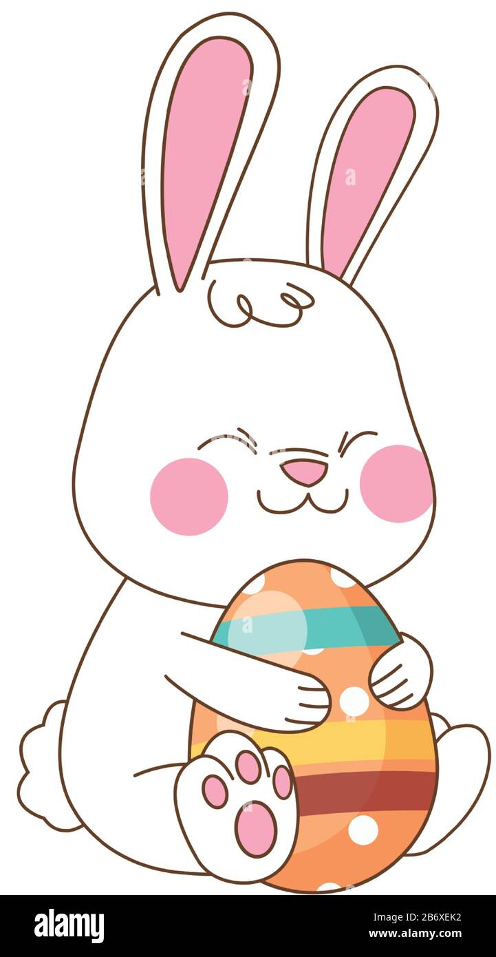 cute little rabbit and egg painted easter character Stock Vector Image ...