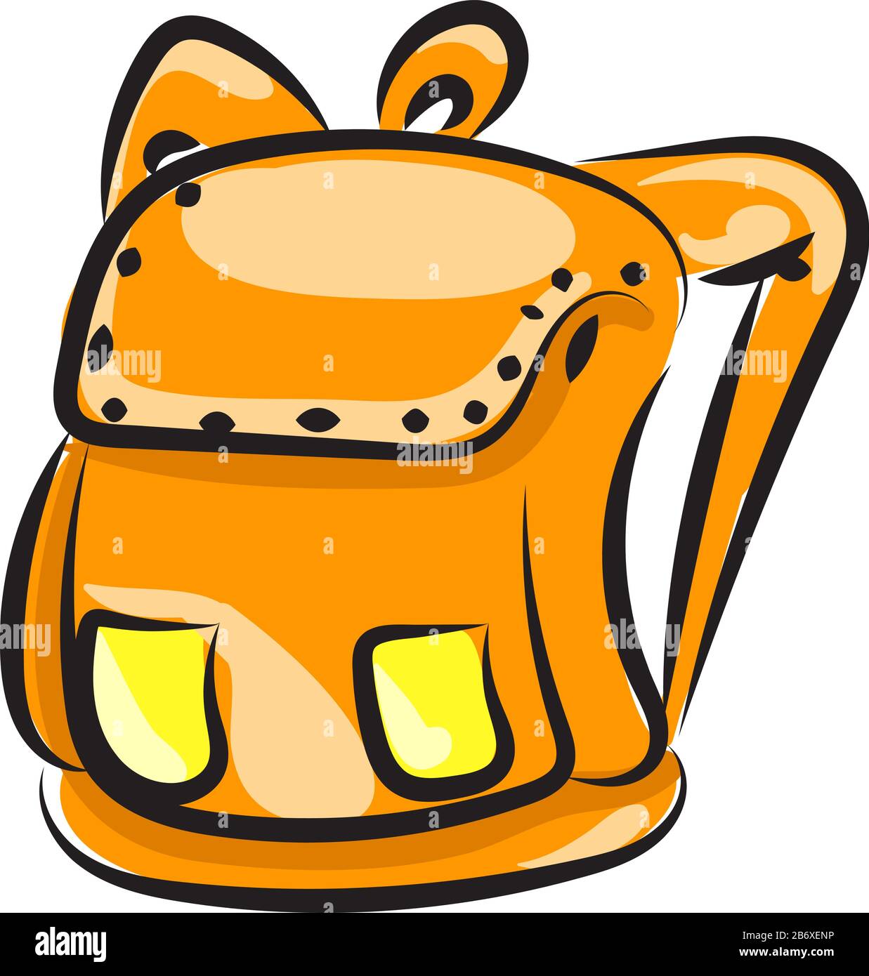 Yellow backpack, illustration, vector on white background Stock Vector