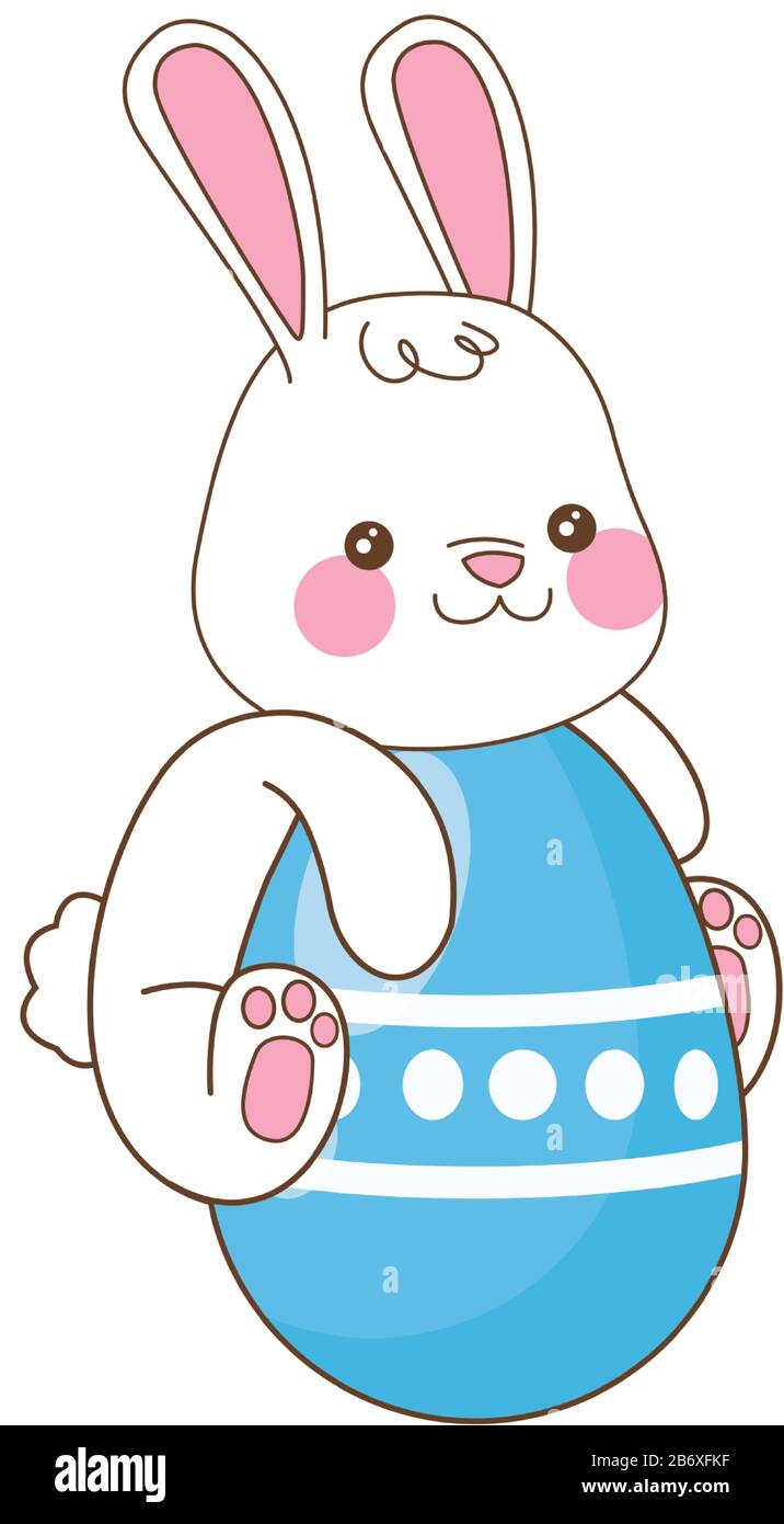 cute little rabbit and egg painted easter character Stock Vector Image ...
