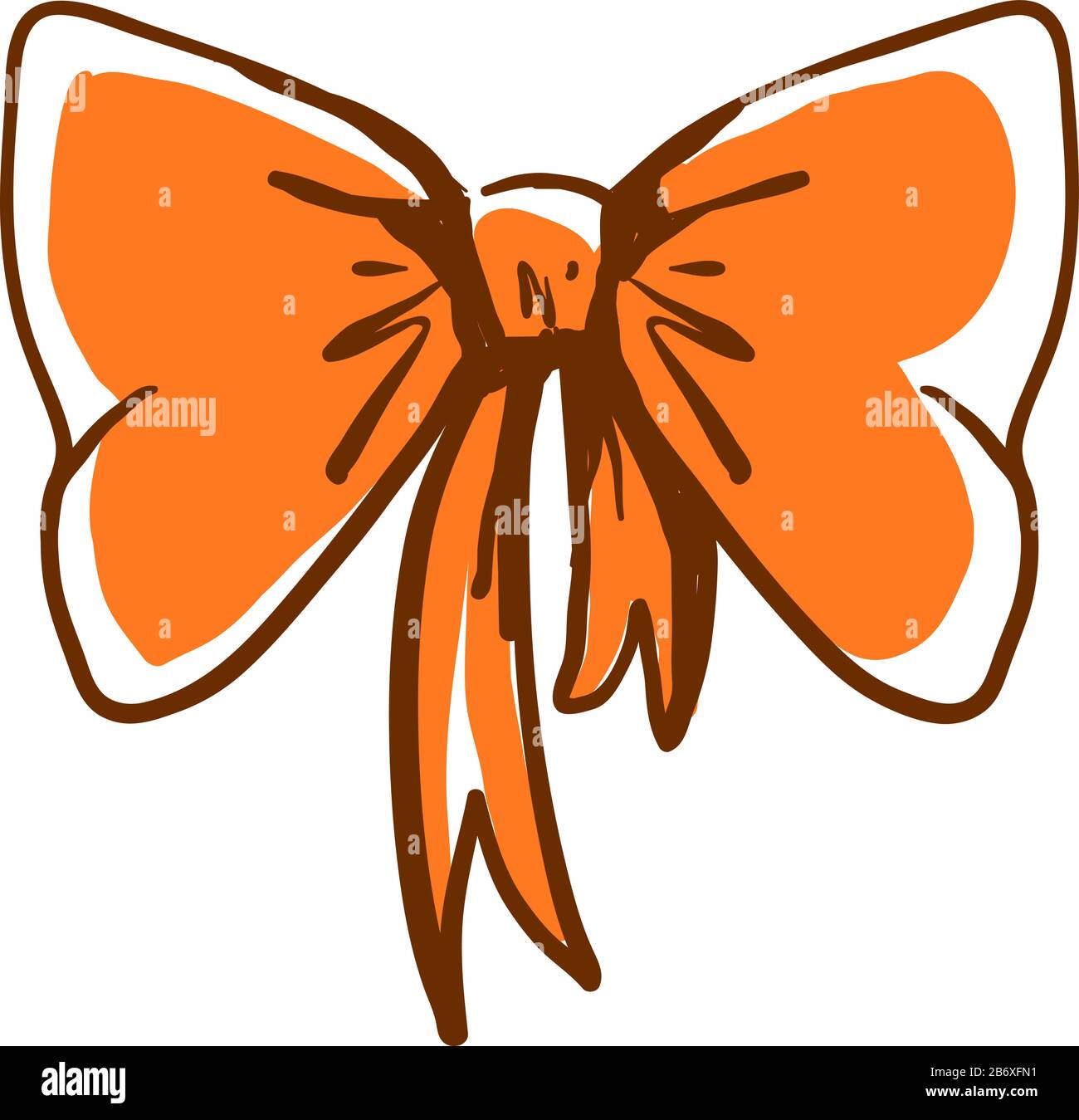 Orange bow, illustration, vector on white background. Stock Vector