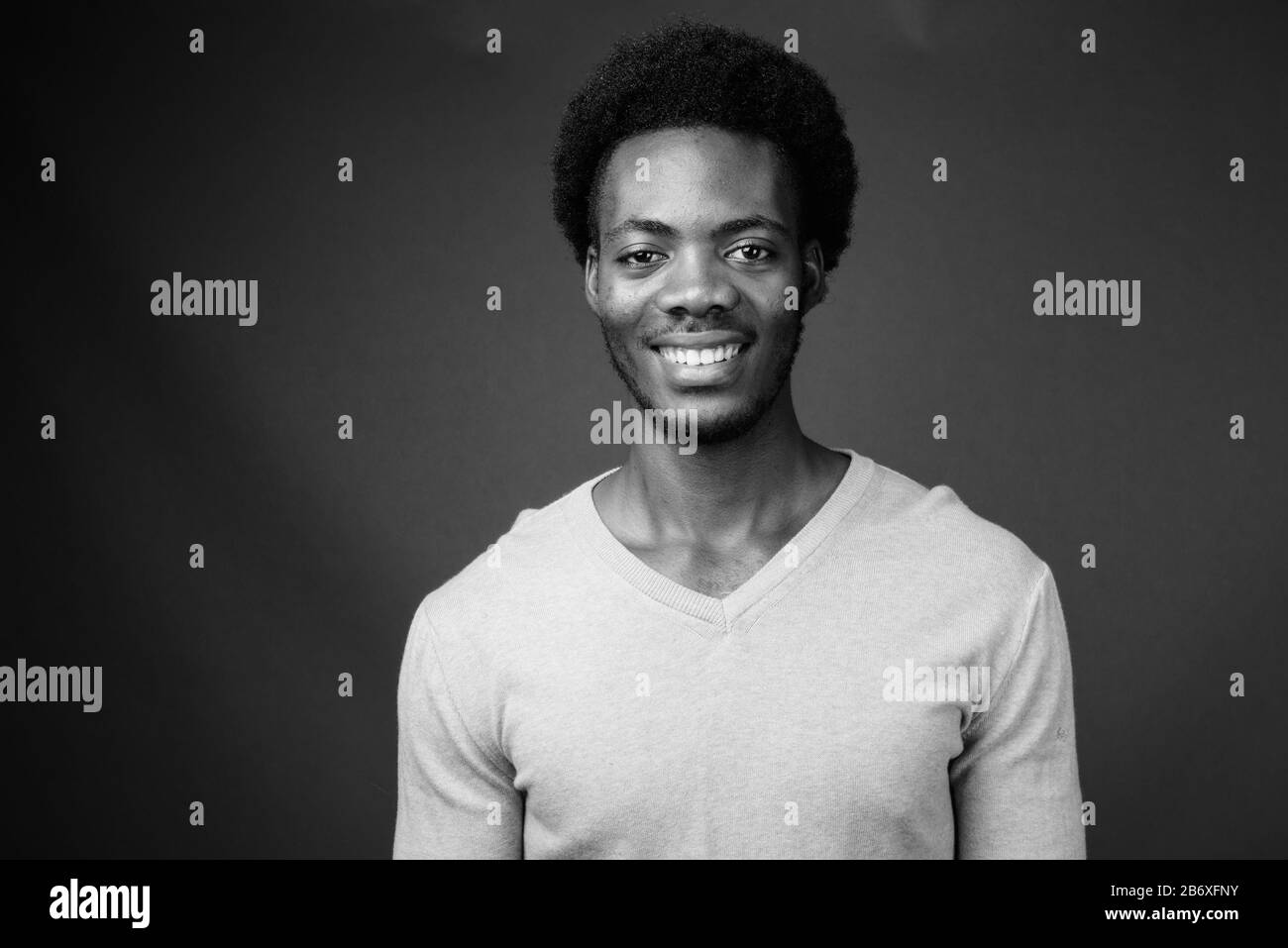 Handsome happy african american young Black and White Stock Photos ...