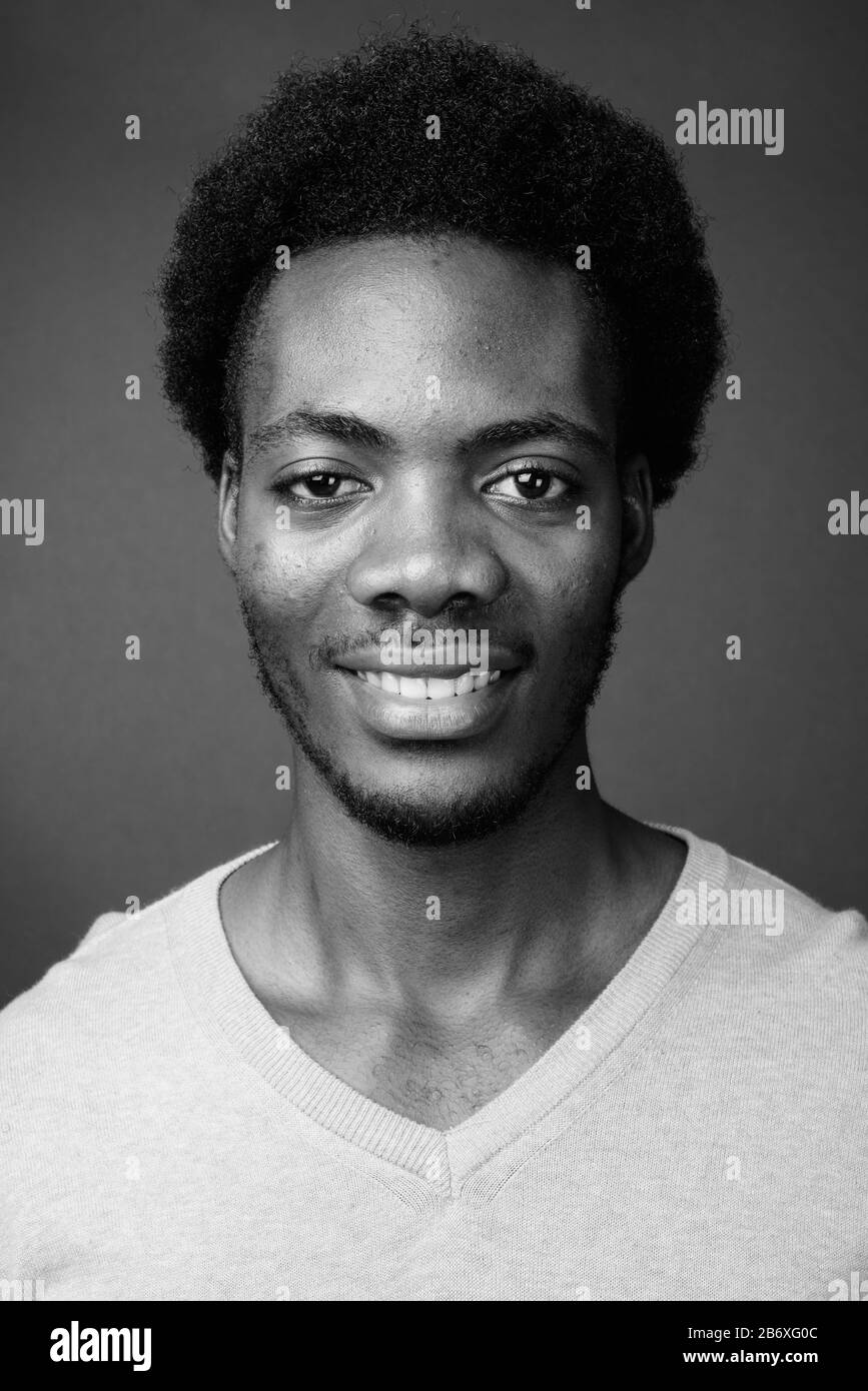 Handsome happy african american young Black and White Stock Photos ...