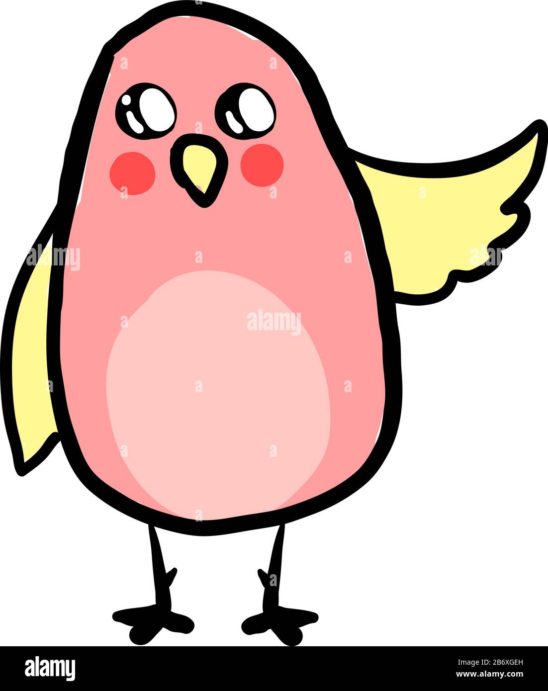 Cute pink bird, illustration, vector on white background Stock Vector ...