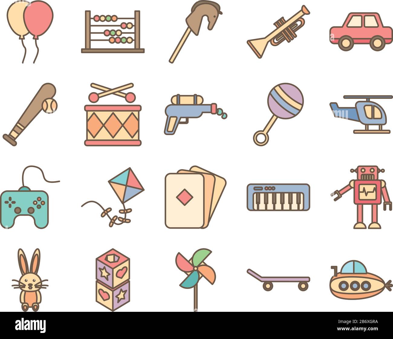 bundle of toys set icons Stock Vector