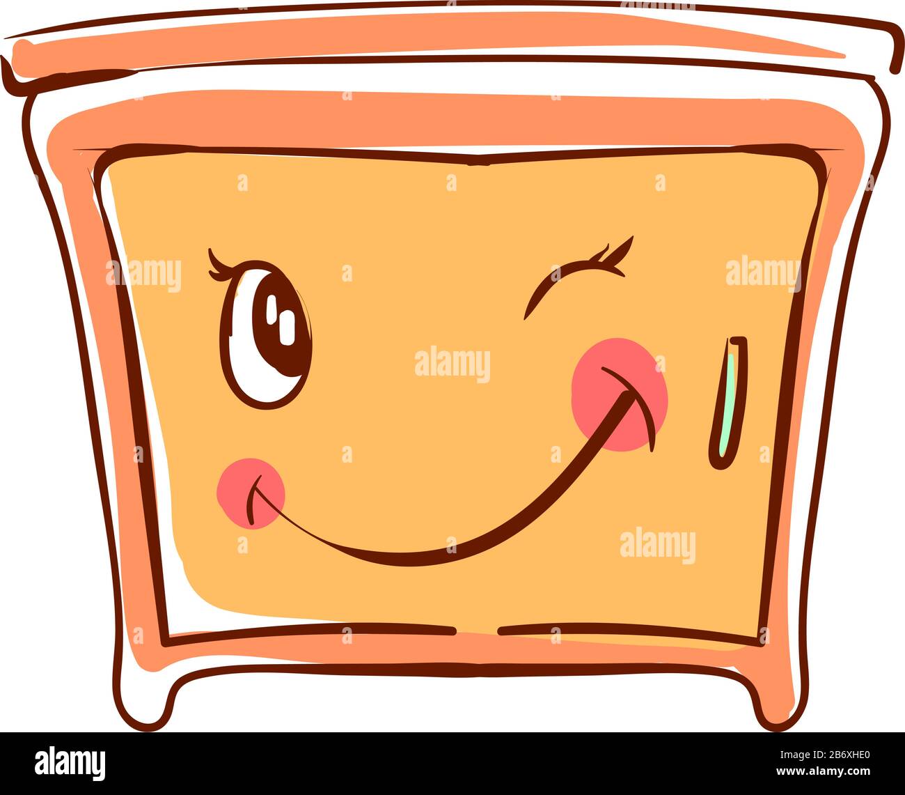 Happy bedside table, illustration, vector on white background. Stock Vector