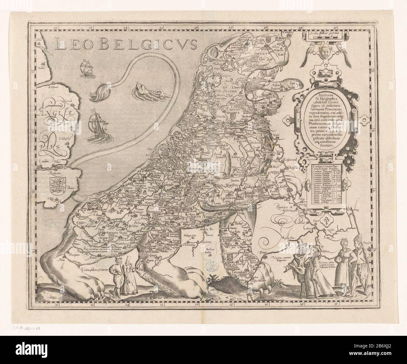Map Of The Seventeen Provinces In The Form Of The Dutch Lion The