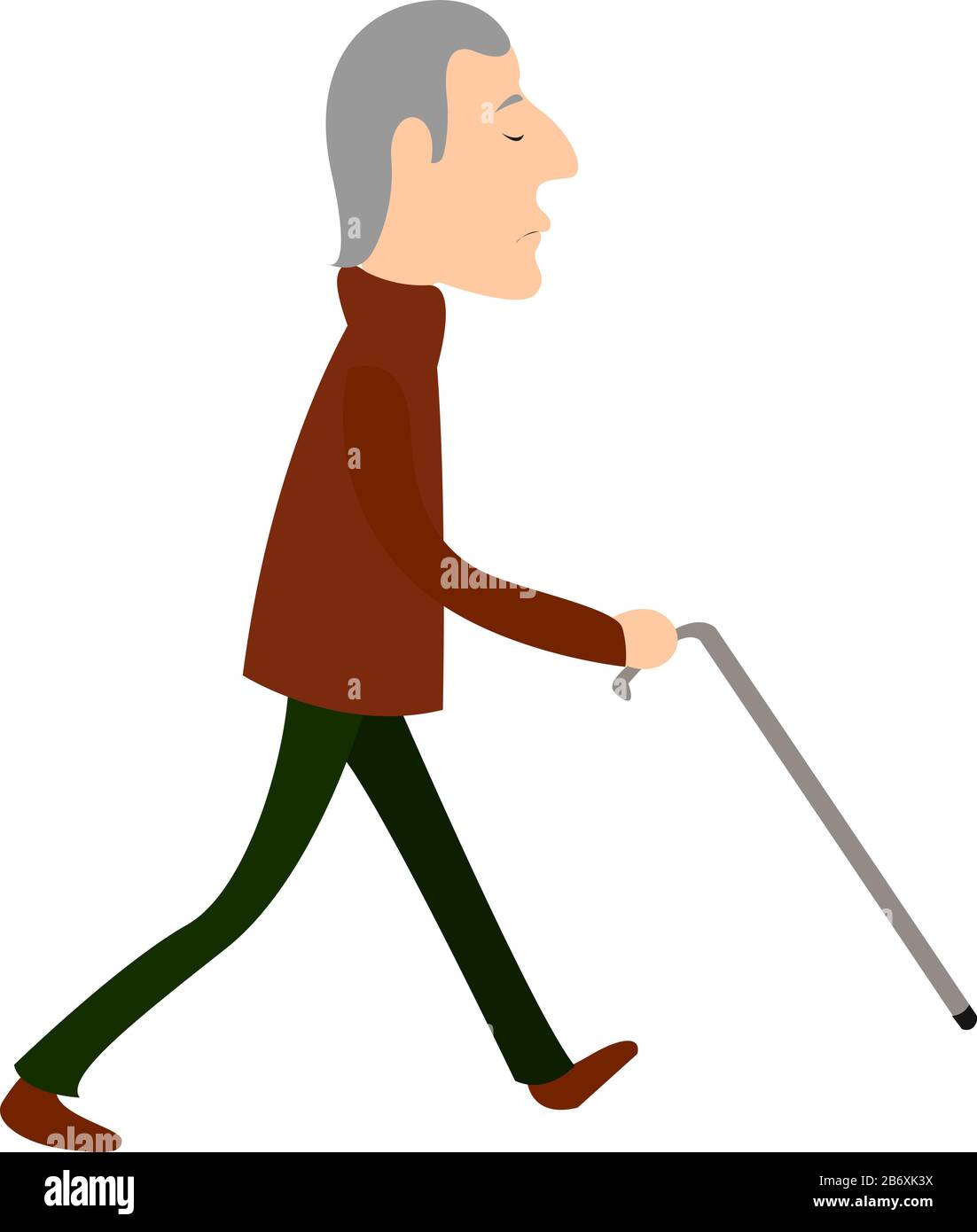Blind man, illustration, vector on white background. Stock Vector