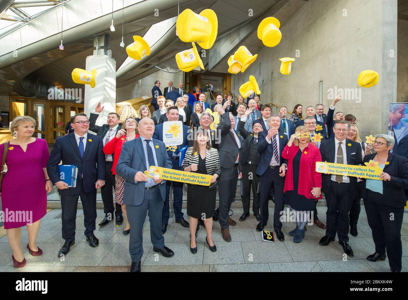 Edinburgh, UK. 12th Mar, 2020. Pictured: Photo call for Marie Curie Photo call for Marie Curie charity, in the Scottish Parliament. Credit: Colin Fisher/Alamy Live News Stock Photo