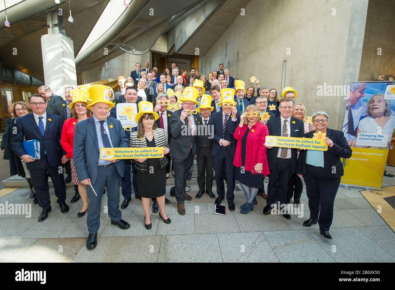 Edinburgh, UK. 12th Mar, 2020. Pictured: Photo call for Marie Curie Photo call for Marie Curie charity, in the Scottish Parliament. Credit: Colin Fisher/Alamy Live News Stock Photo