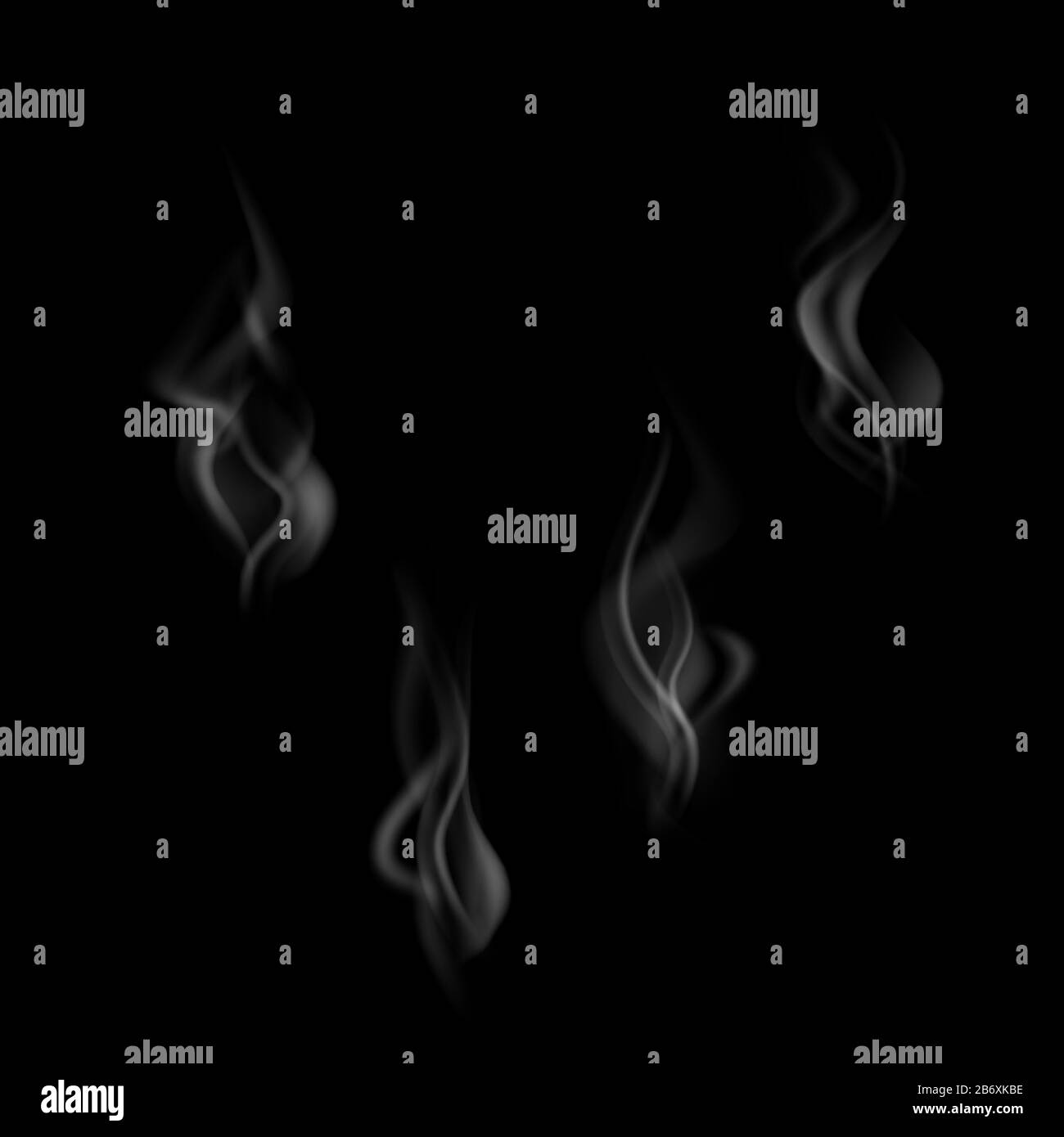 realistic smoke set isolated on transparent darck background, vector ...