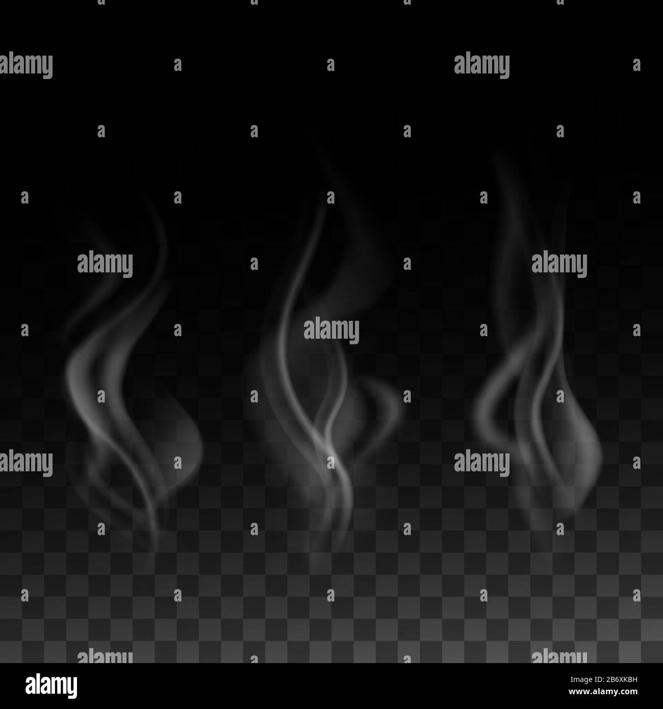 realistic smoke set isolated on transparent darck background, vector ...