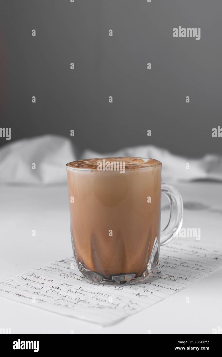 Cortado coffee in a glass coffee cup Stock Photo - Alamy