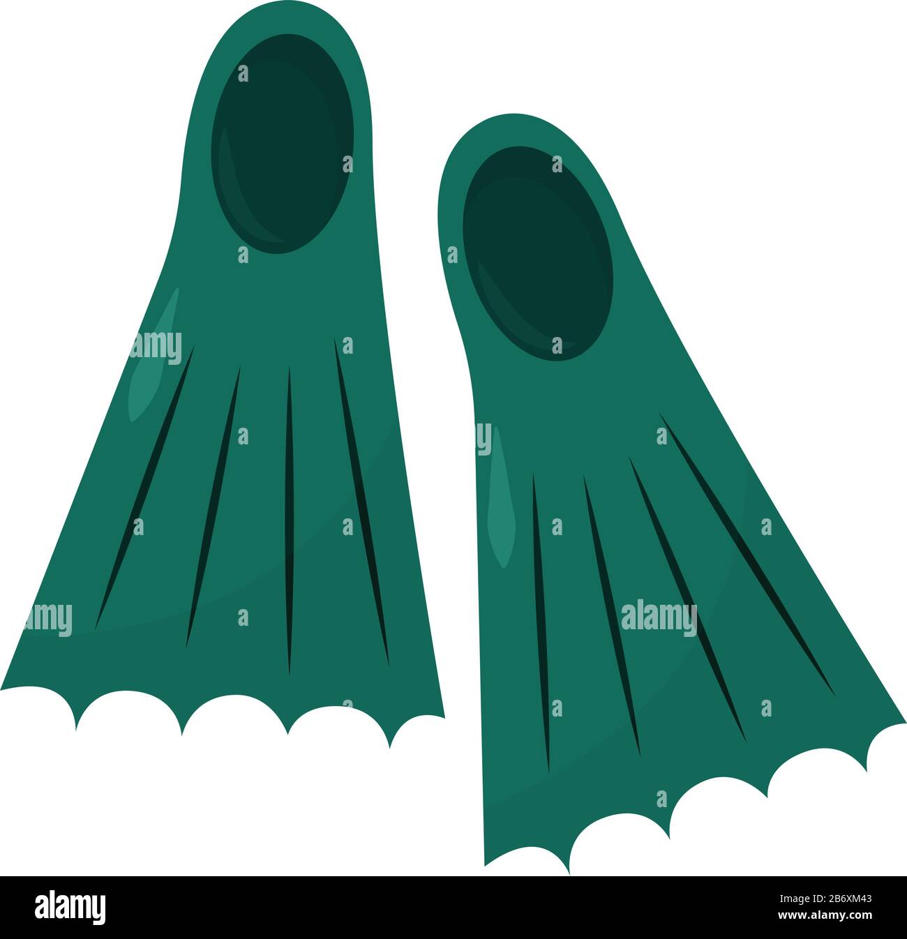 Diving fins, illustration, vector on white background. Stock Vector